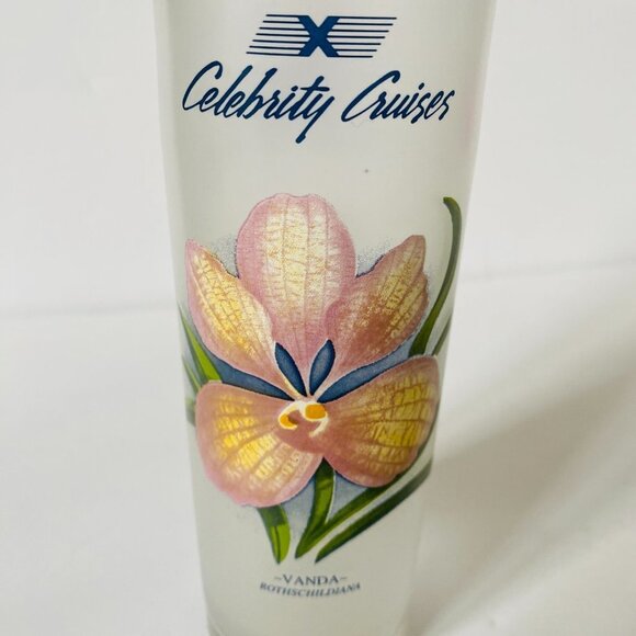 Vintage Celebrity Cruises Floral Frosted Cocktail Glasses - Set of 2 - Picture 13 of 13